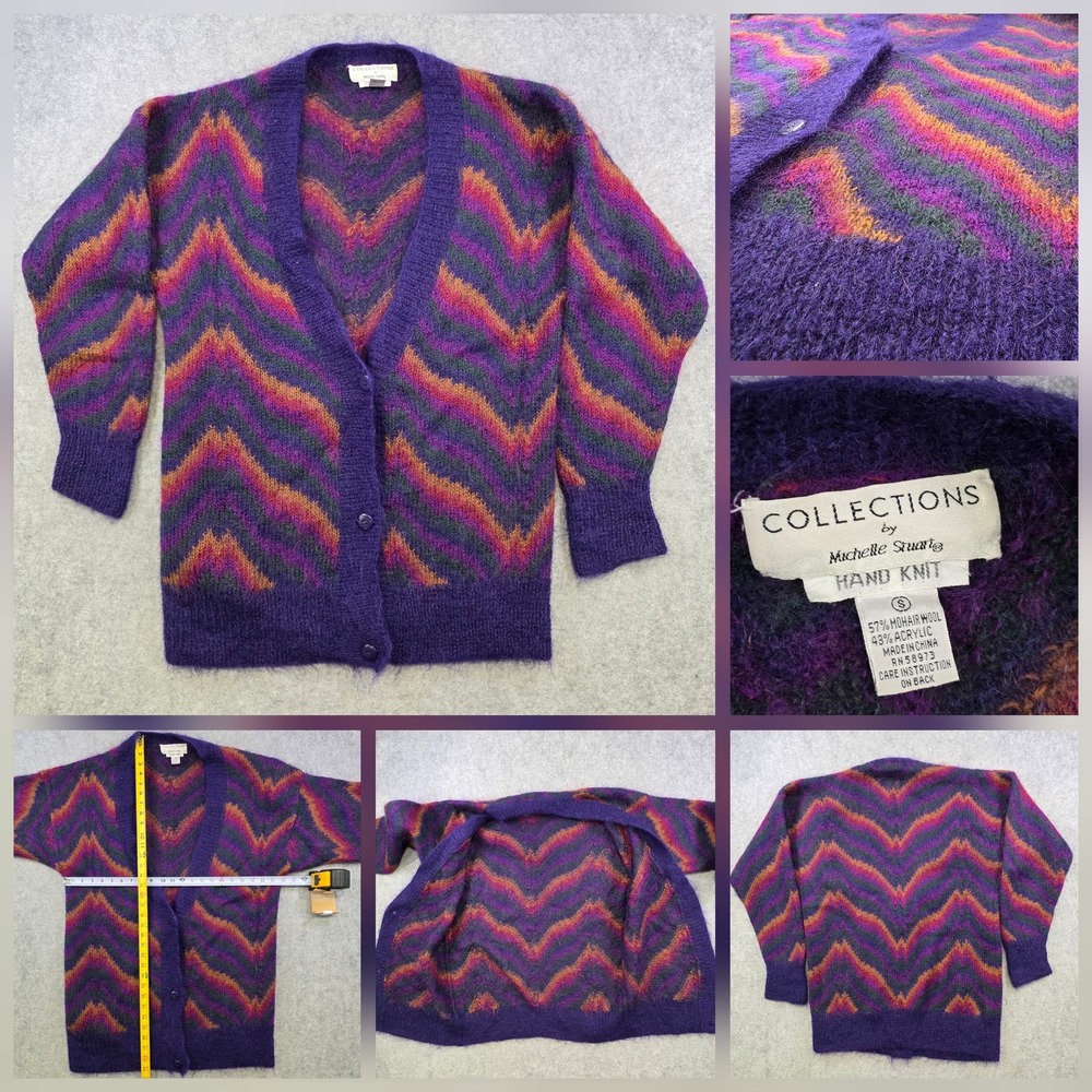 Collections By Michelle Stuart Sweater Womens Small Mohair Multicolor Cardigan